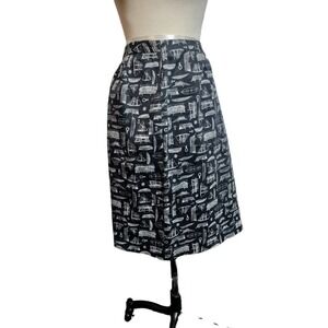 Marisa Christina nautical print midi pencil skirt size 10 black & white coastal